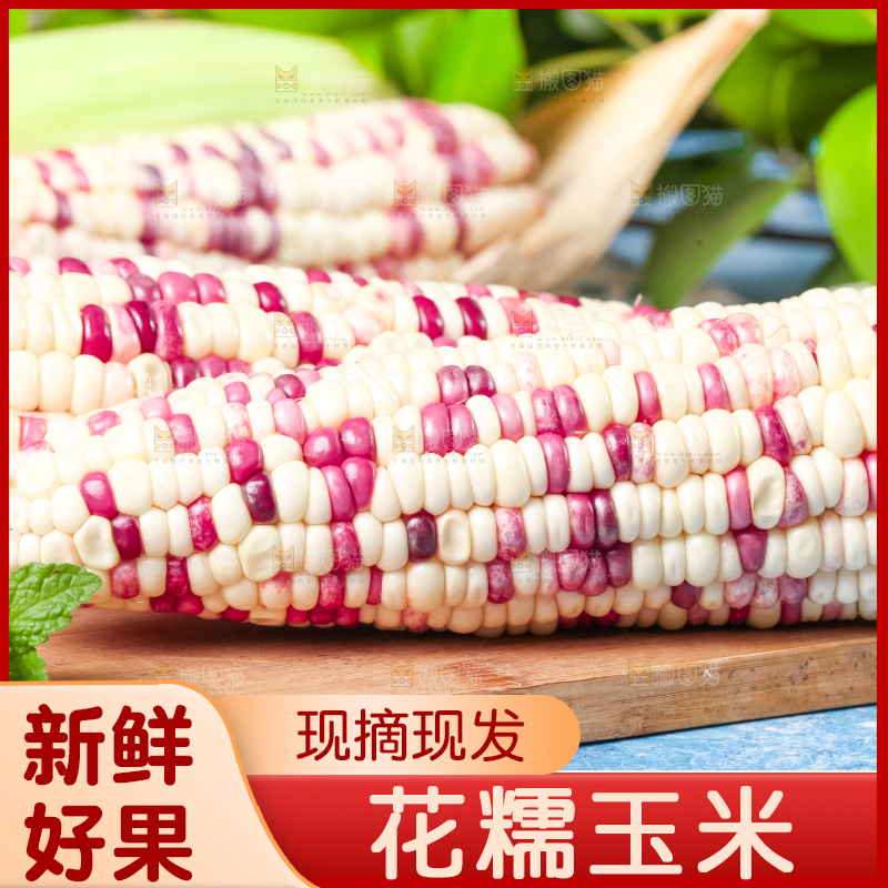 木板放着花糯玉米粒