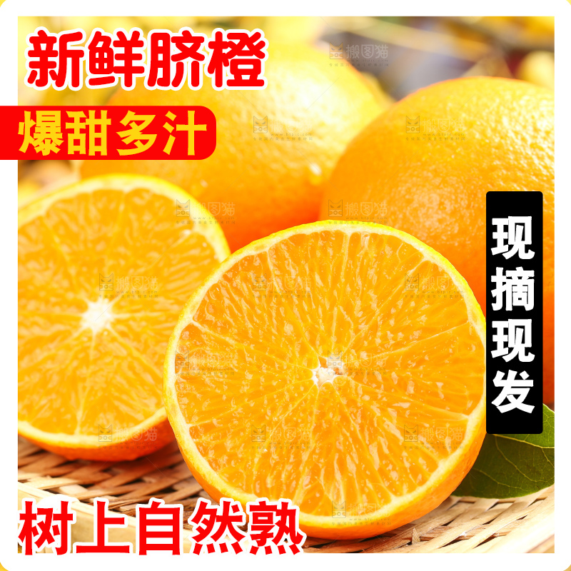 叶子上的新鲜脐橙