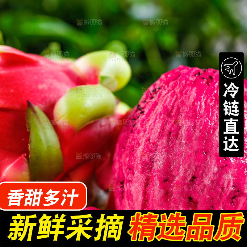 木底上放着海南红心火龙果