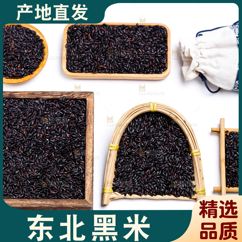 黑香米放在白底上