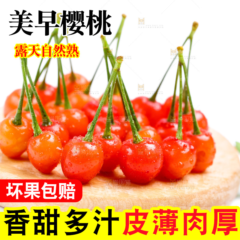 浅底上的新鲜樱桃