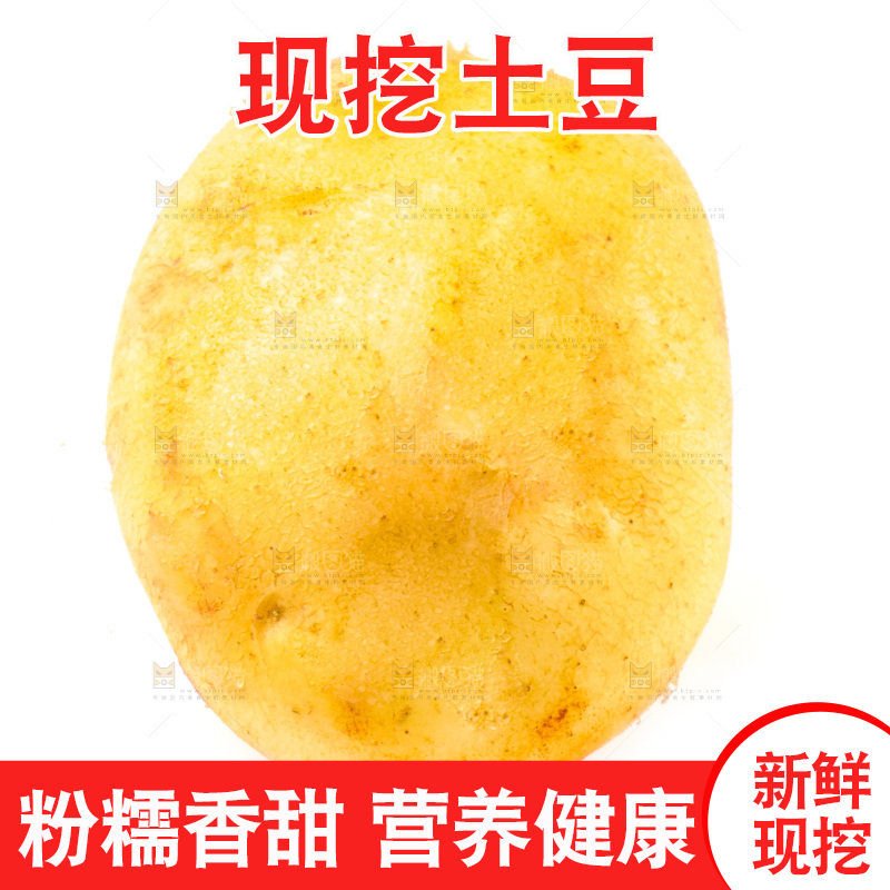白底上的新鲜土豆