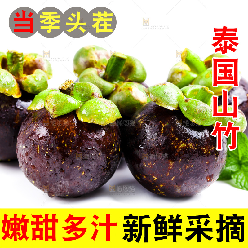 新鲜山竹放在白底上