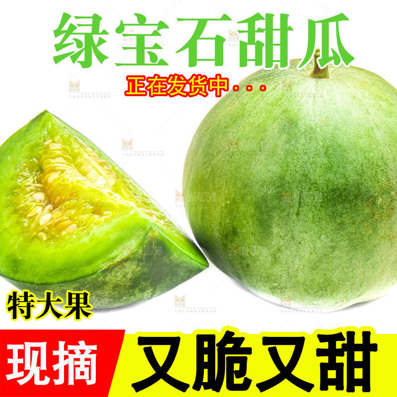 白底上放着山东绿宝甜瓜