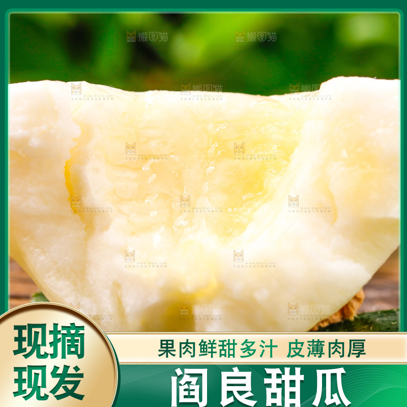 新鲜阎良甜瓜放在木底上
