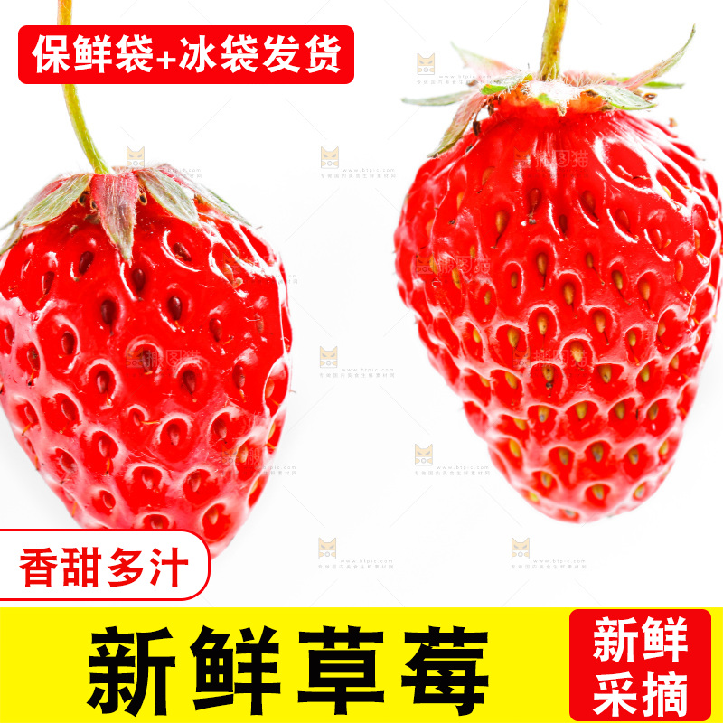 白底上的新鲜草莓