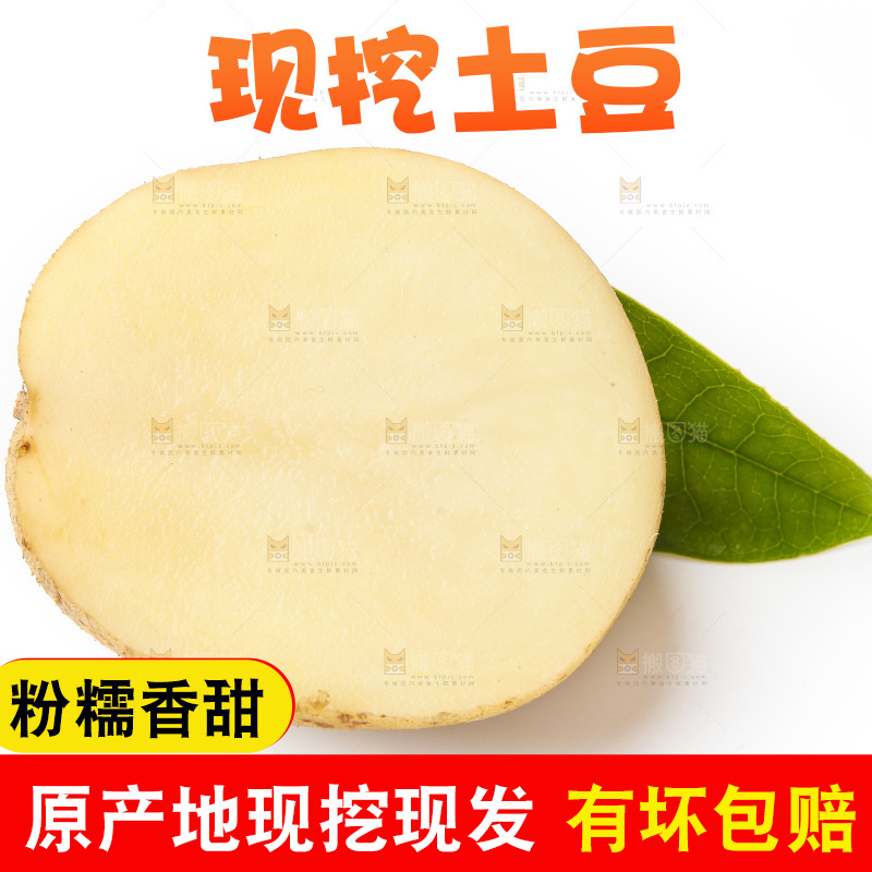白底上放着黄心土豆