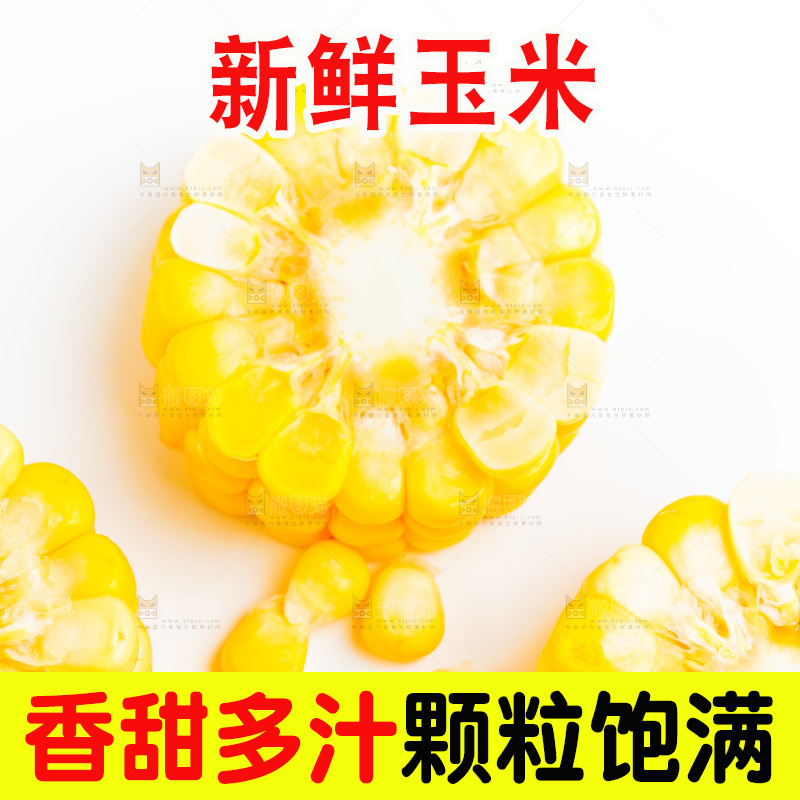白底上的甜玉米