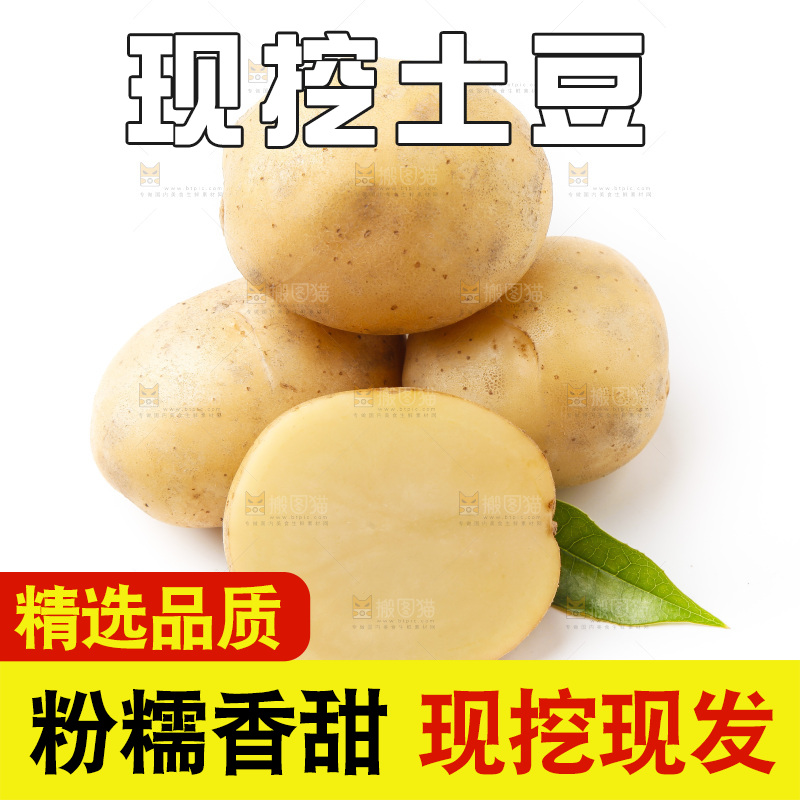 白底上放着黄心土豆