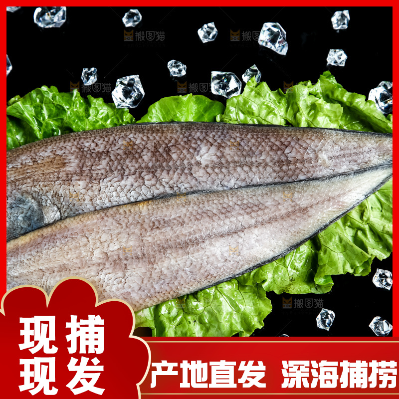 黑底上放着龙利鱼