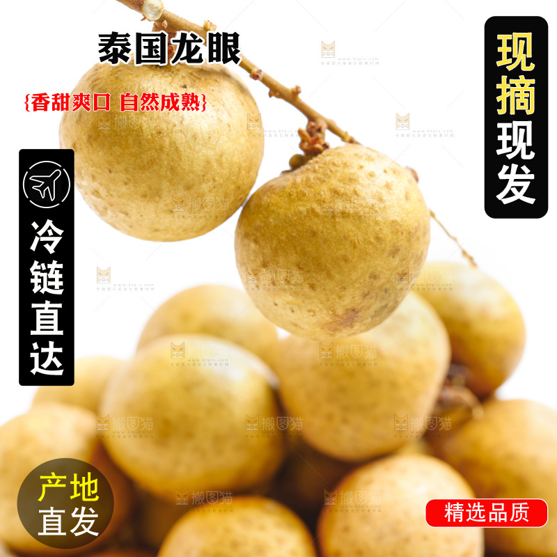 泰国龙眼放在白底上
