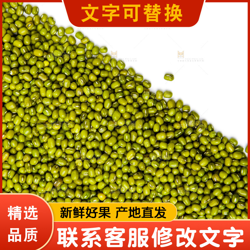新鲜绿豆放在白底上