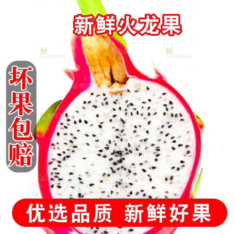 白心火龙果放在白底上