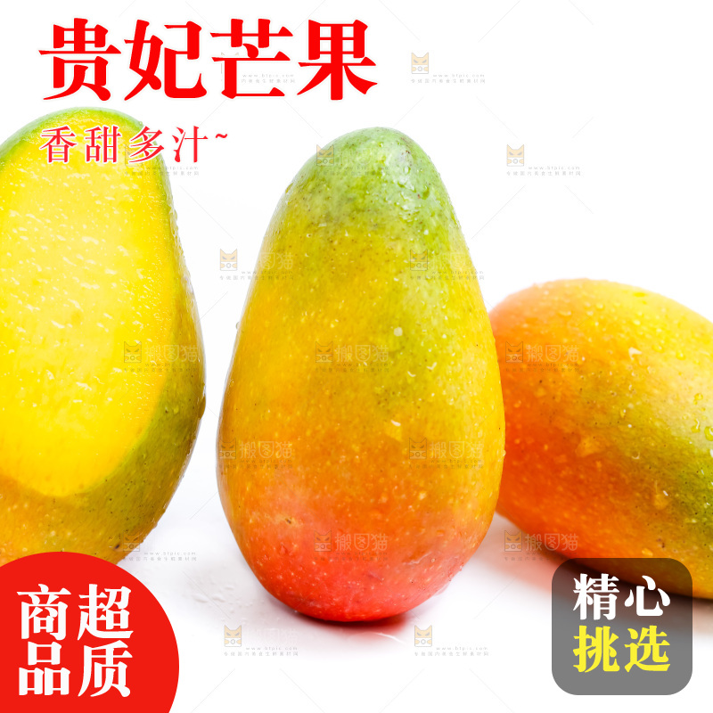 新鲜贵妃芒放在白底上