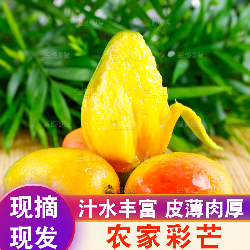 木底上放着新鲜贵妃芒