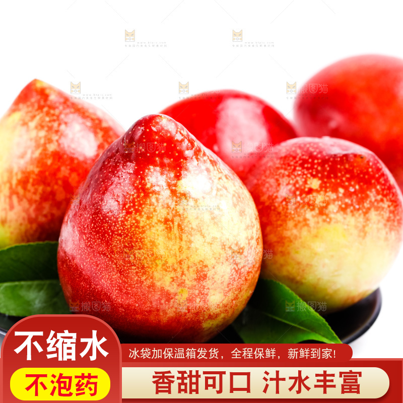 新鲜油桃放在白底上