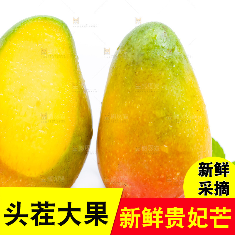 新鲜贵妃芒放在白底上