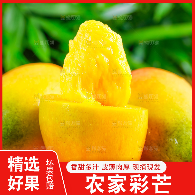 木底上放着新鲜贵妃芒