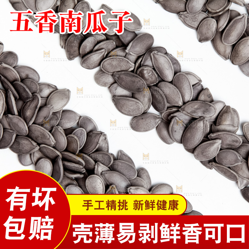 黑南瓜子放在白底上