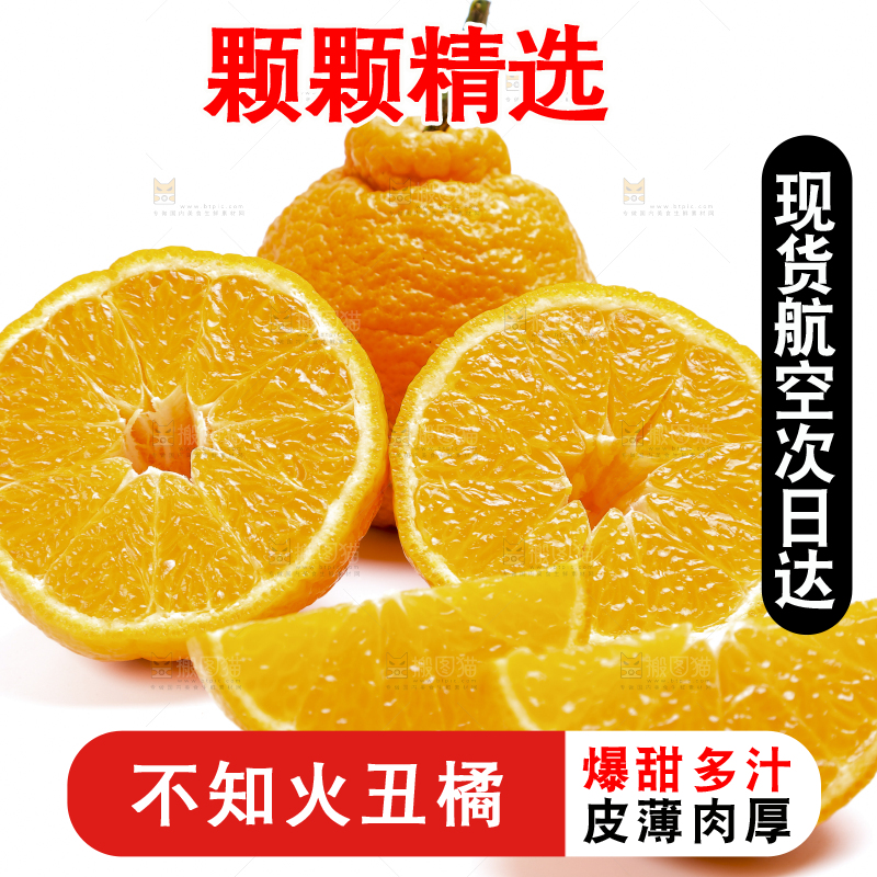 切开的四川丑橘放在白底上