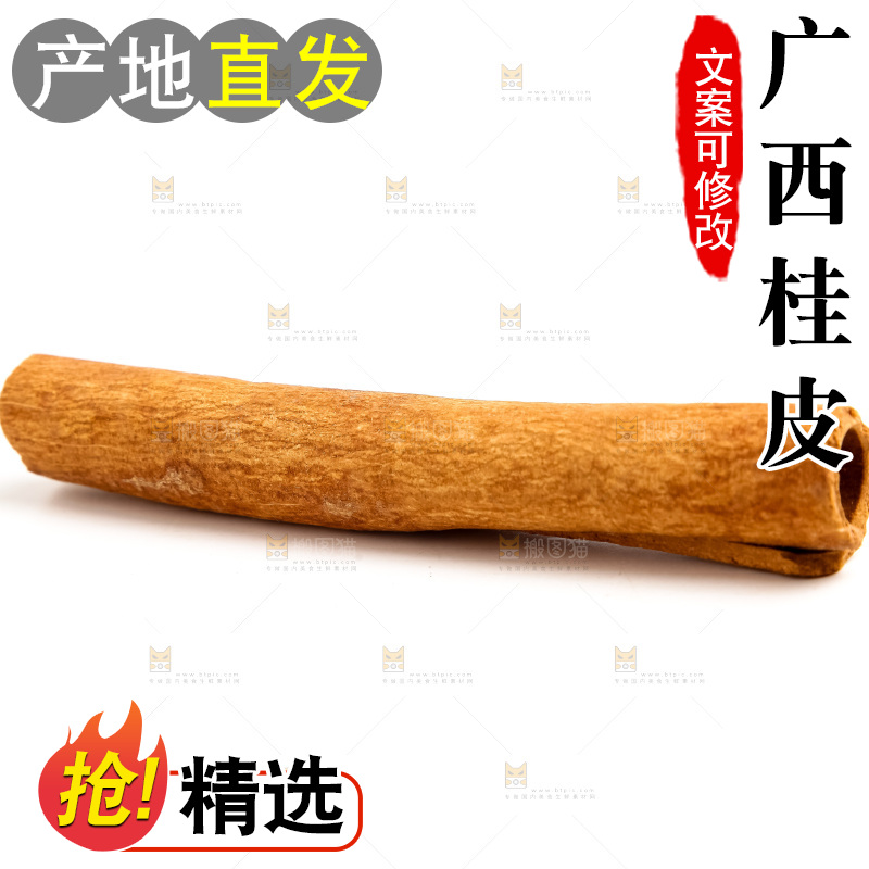 新鲜桂皮放在白底上