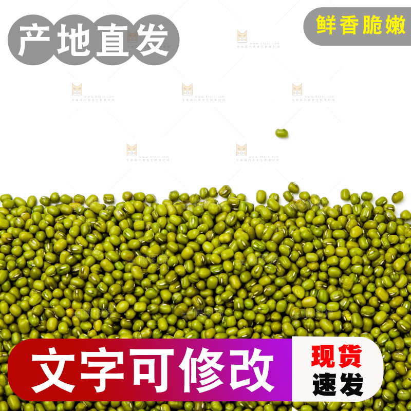 新鲜绿豆放在白底上