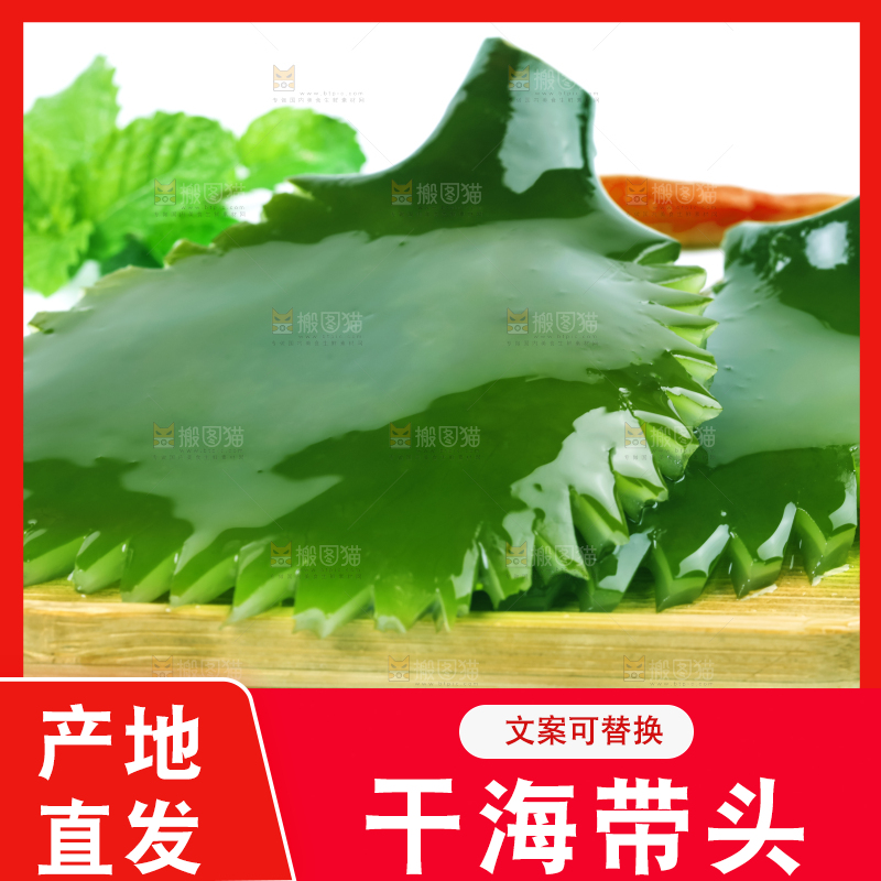 白底上摆放着海带根