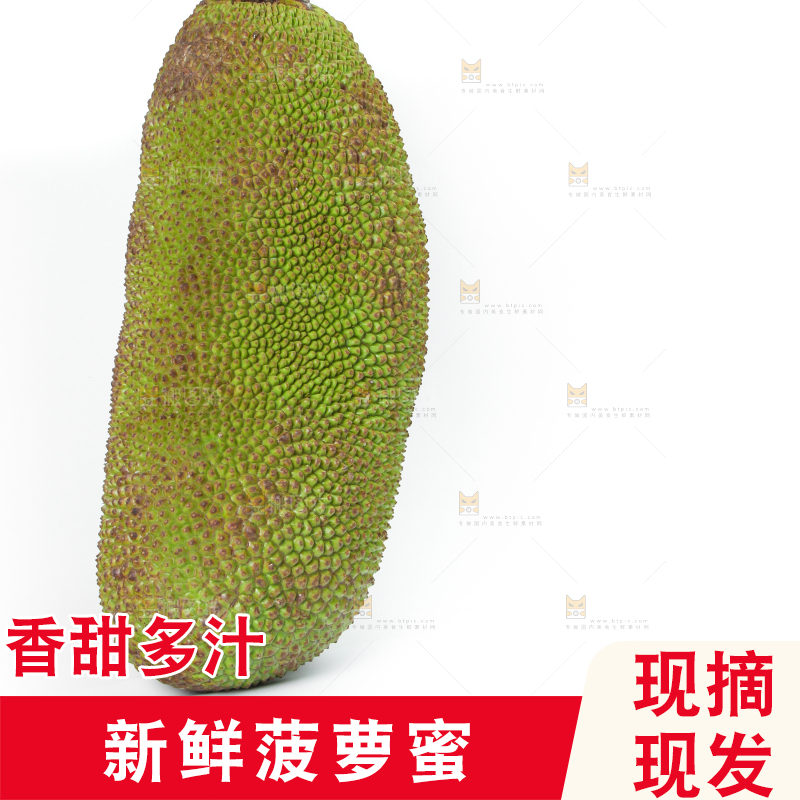 白底上放着一个完整的菠萝蜜