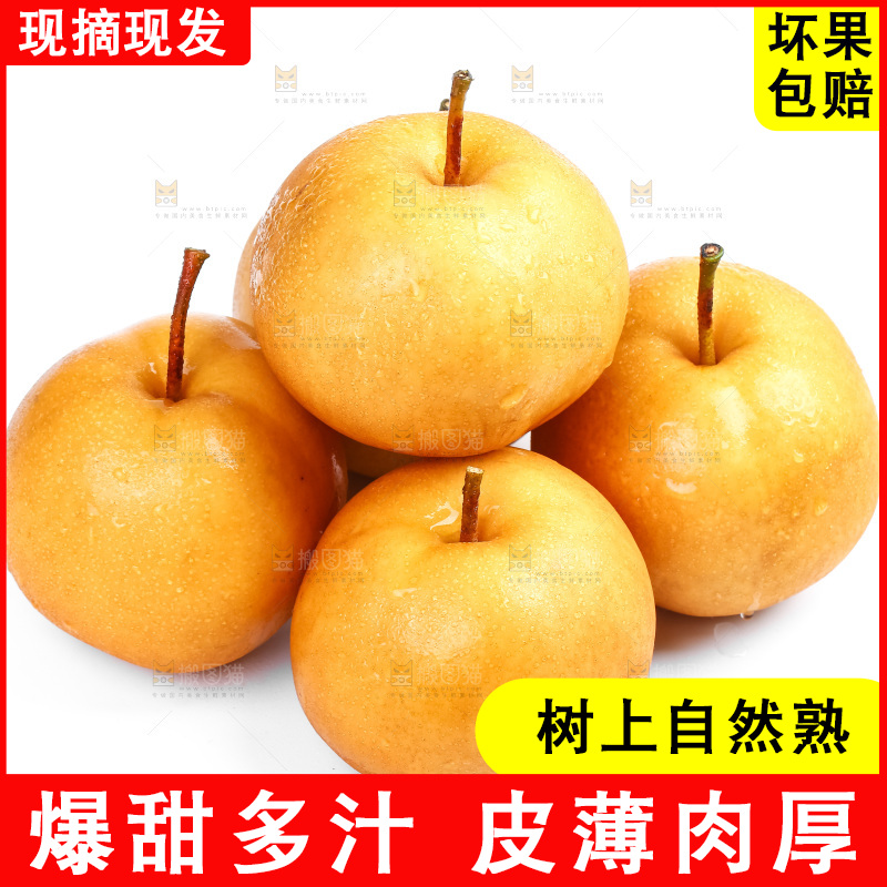 白底上摆放着丰水梨