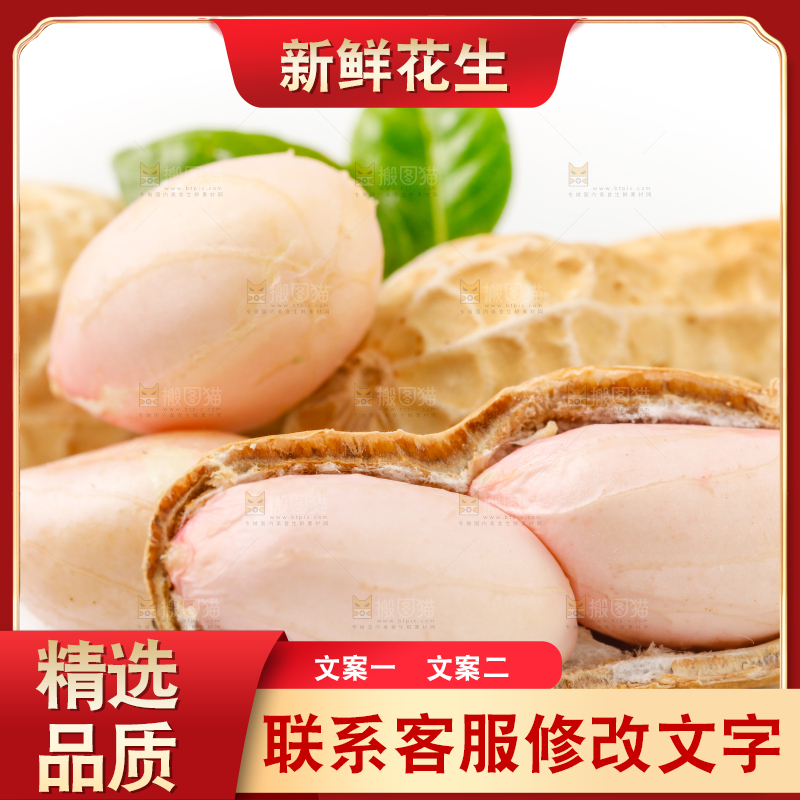 白底上的湿花生和花生米