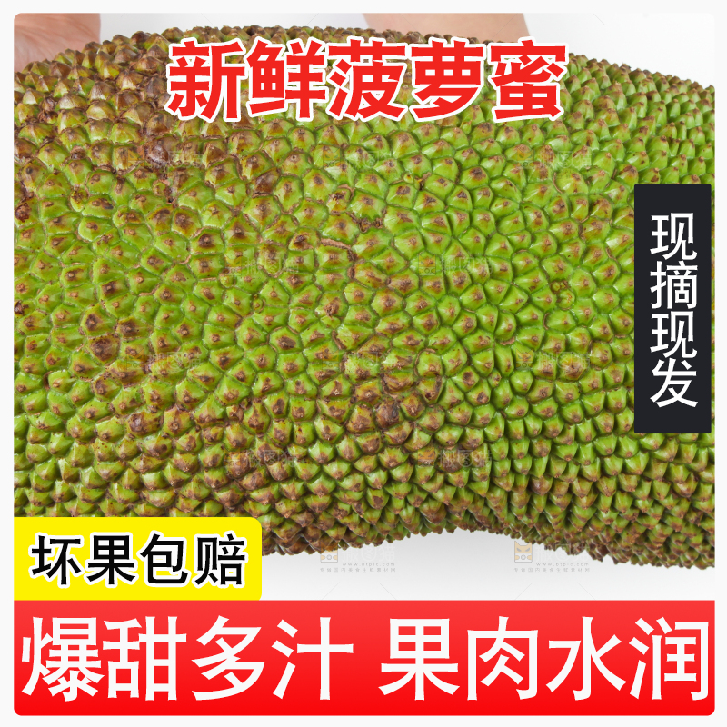 白底上放着一个完整的菠萝蜜