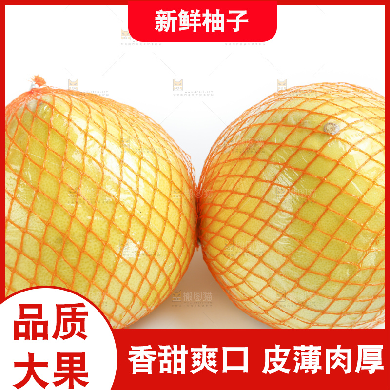 白底上放着新鲜柚子