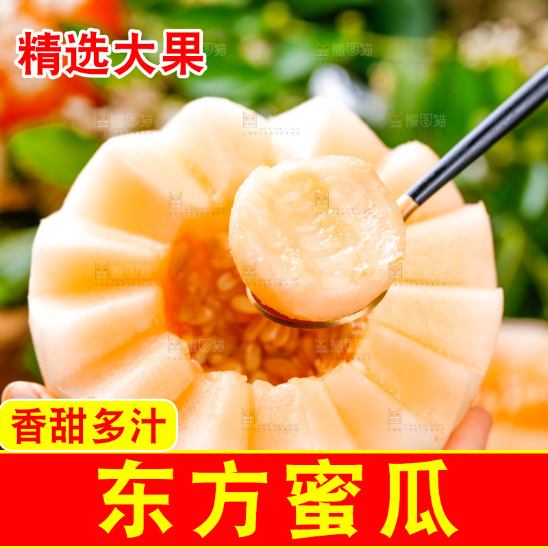 勺子里装着山东东方蜜瓜