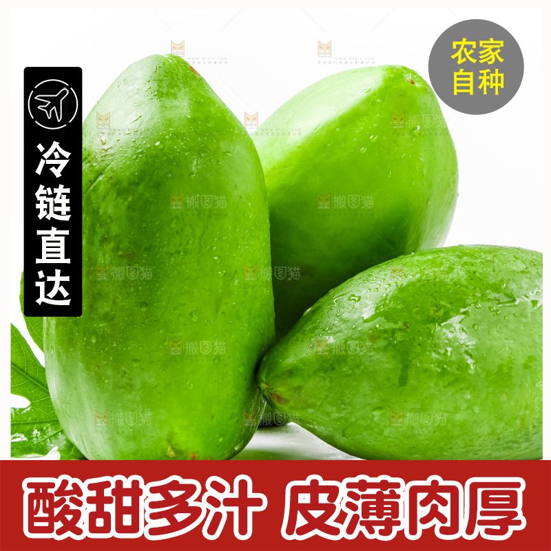 白底上放着青木瓜