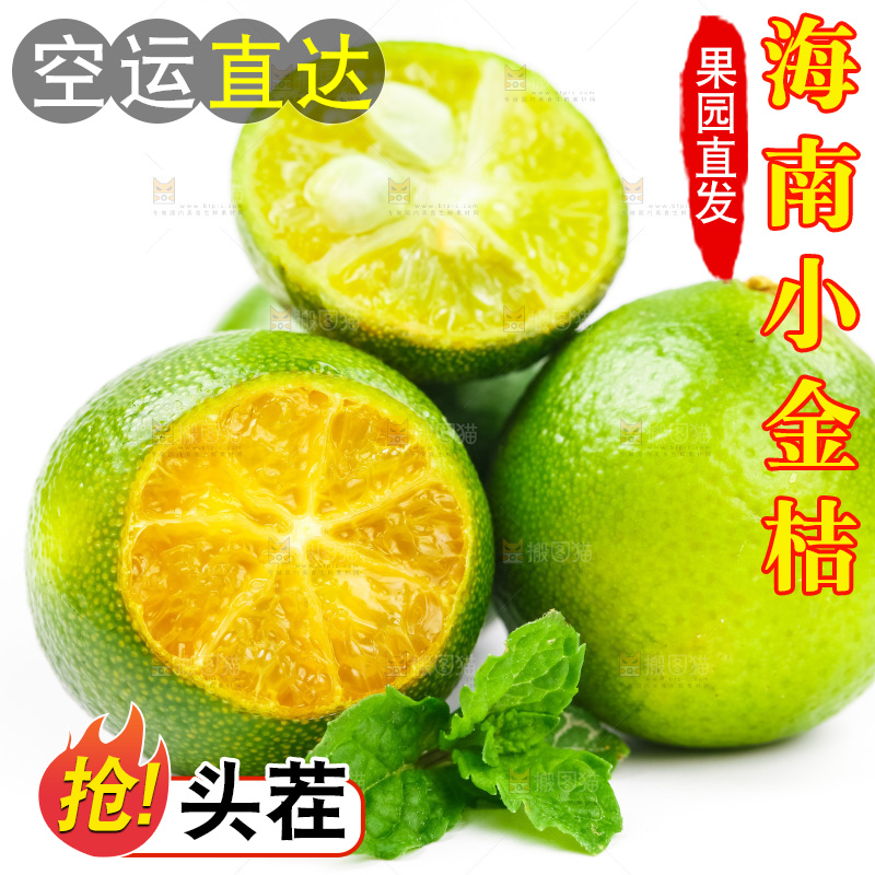 白底上放着小金桔