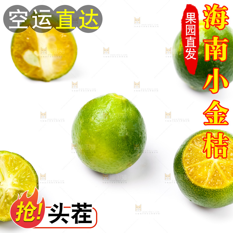 白底上放着小金桔