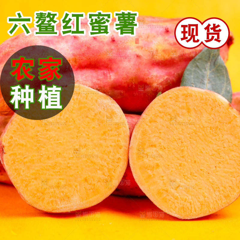 浅底上放着六鳌蜜薯