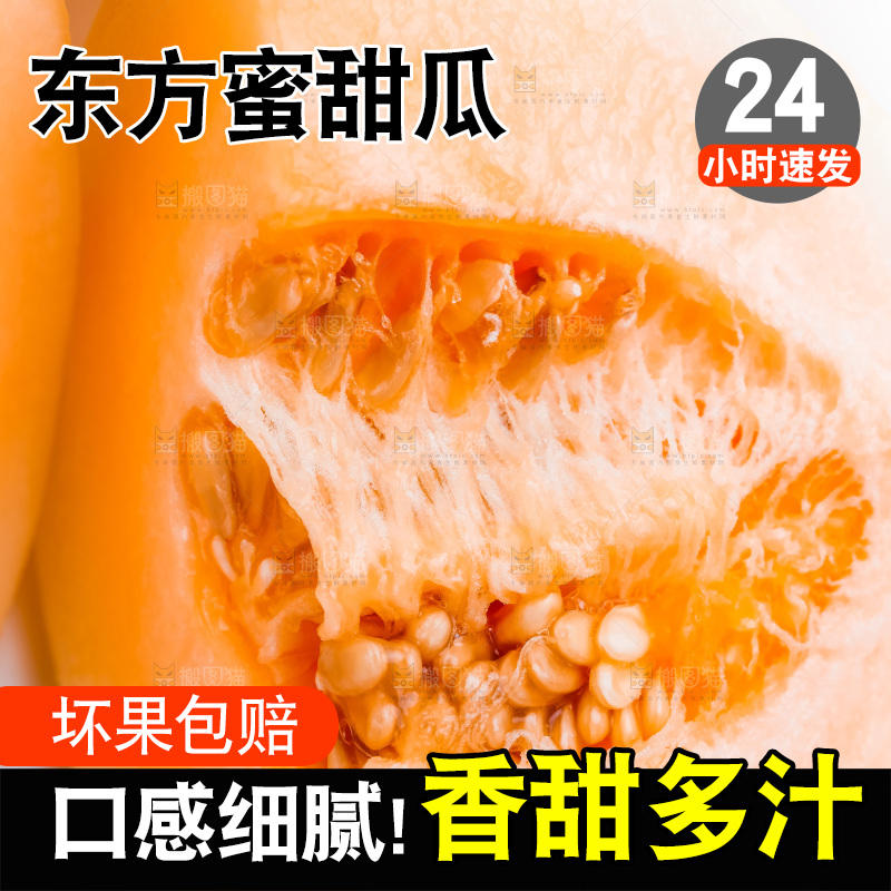 白底上放着山东东方蜜瓜切块