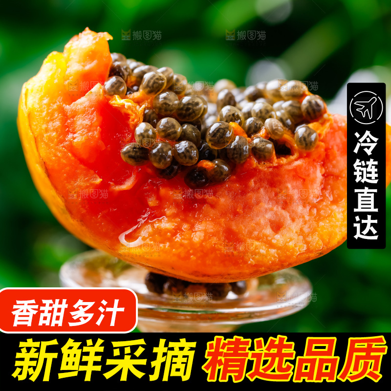 玻璃杯上放着冰糖红心木瓜