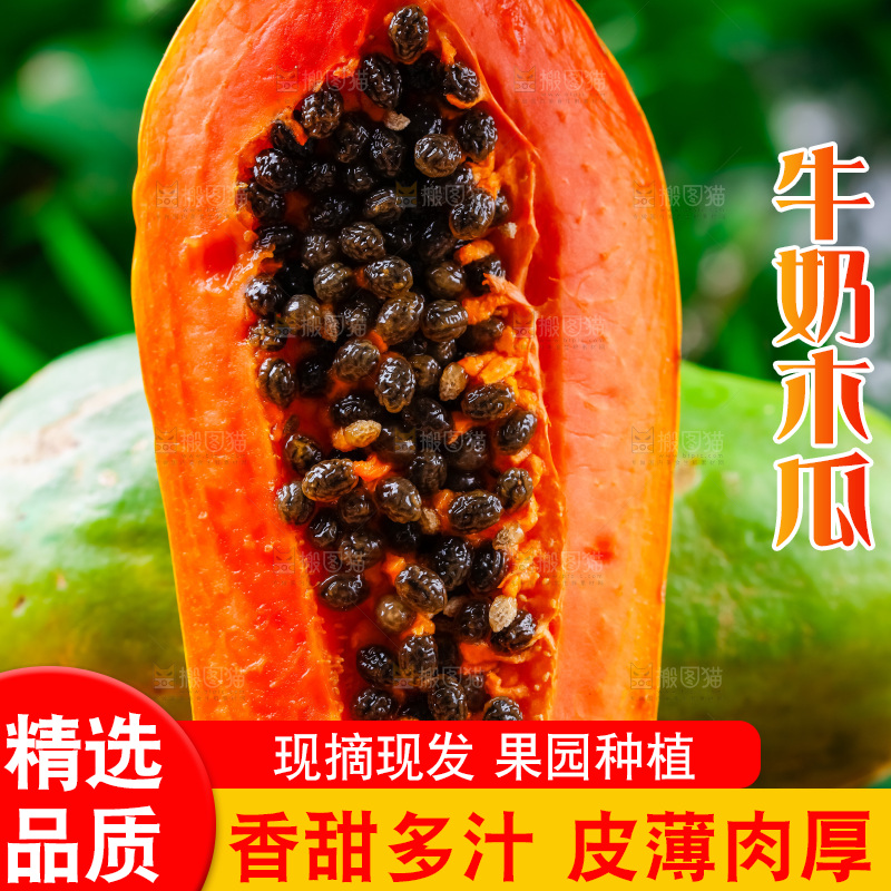 篮子上放着红心木瓜