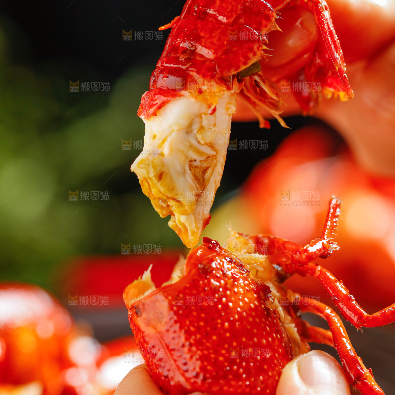 手里拿着小龙虾