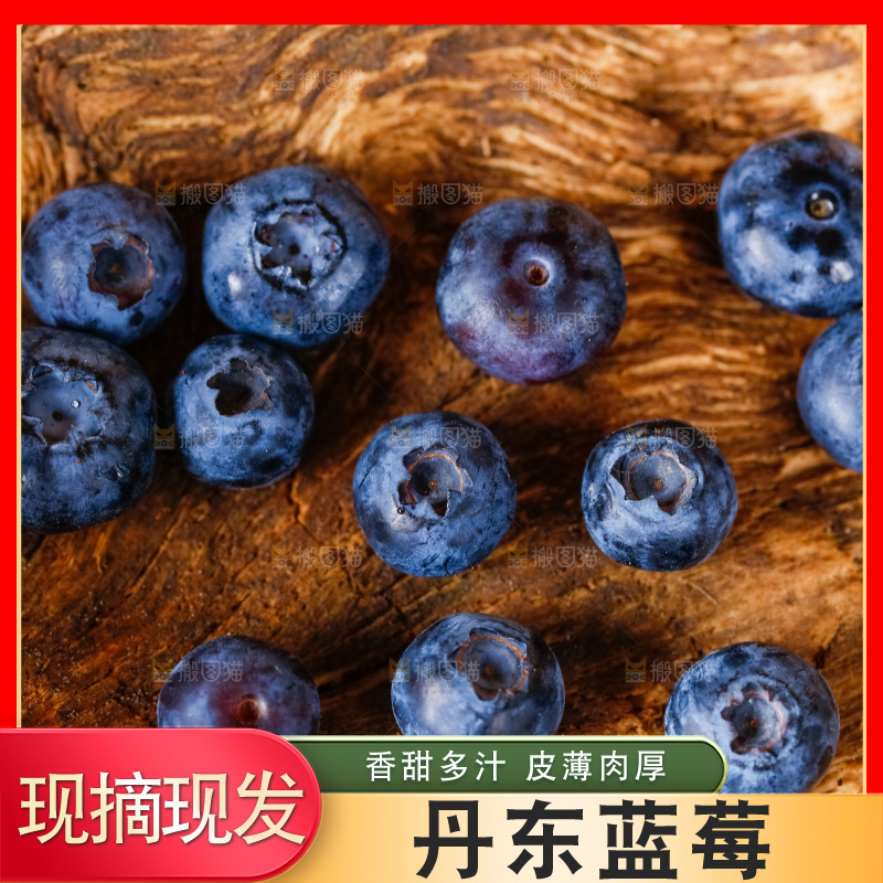 深底上摆放着蓝莓