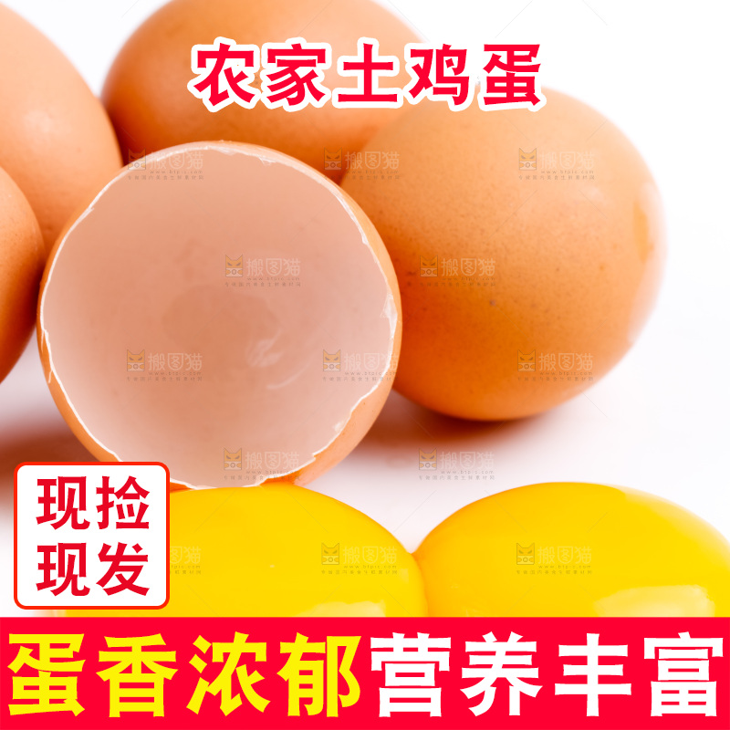 新鲜土鸡蛋放在白底上