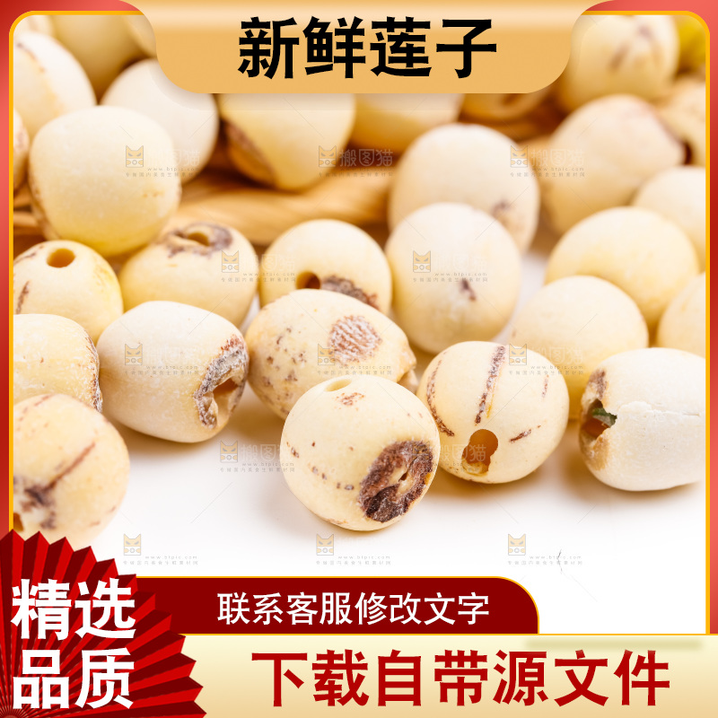 一盘江西白莲子放在白底上