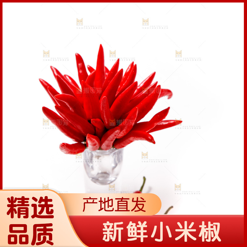白底上的红辣椒