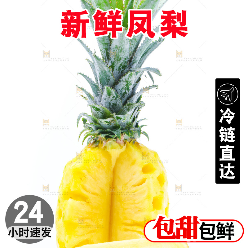 白底上的金钻凤梨