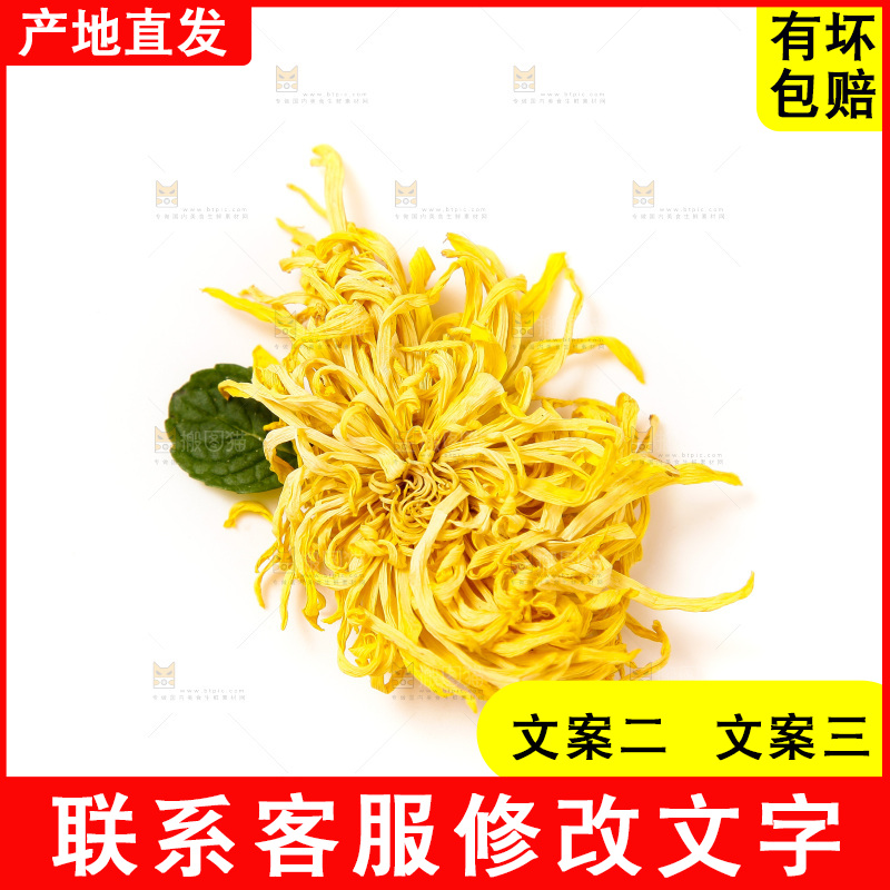 白底上放着干菊花