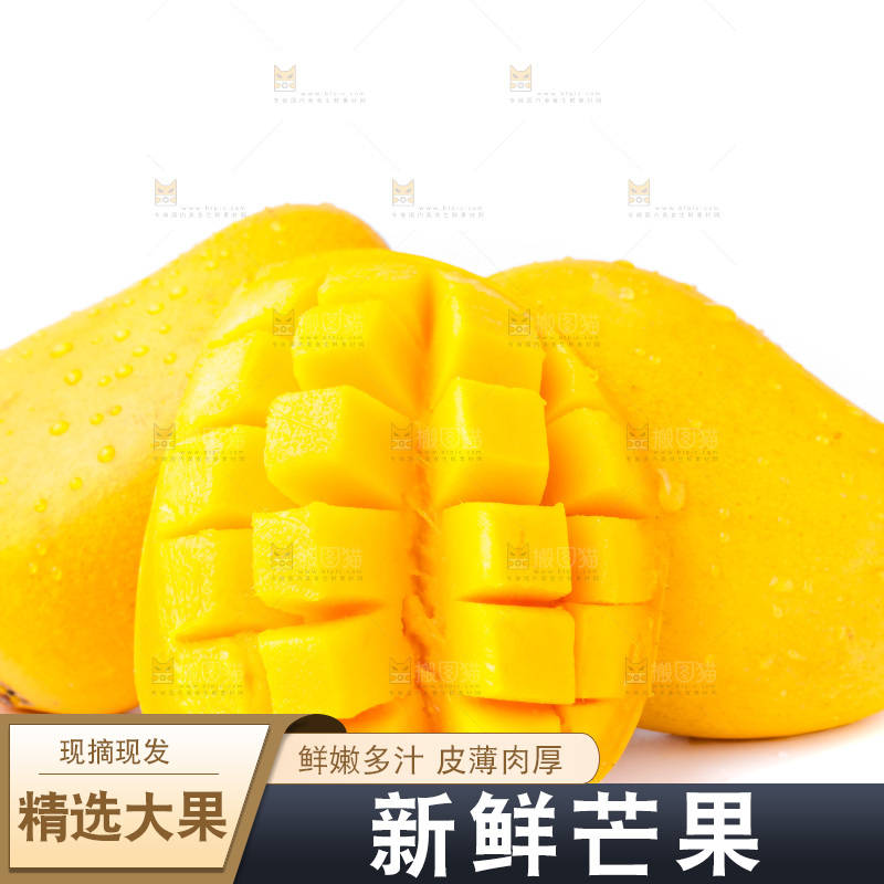 白底上放着小台农芒