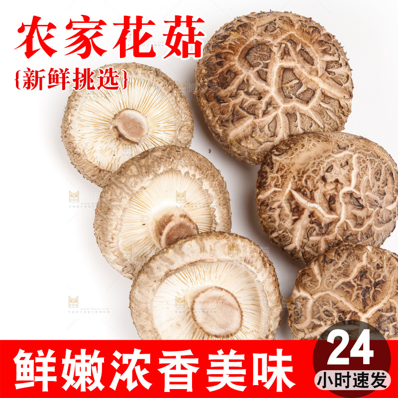 白底上放着花菇
