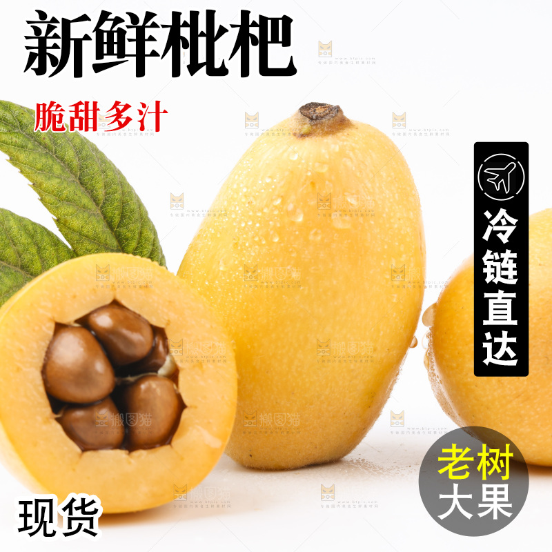 白底上放着枇杷
